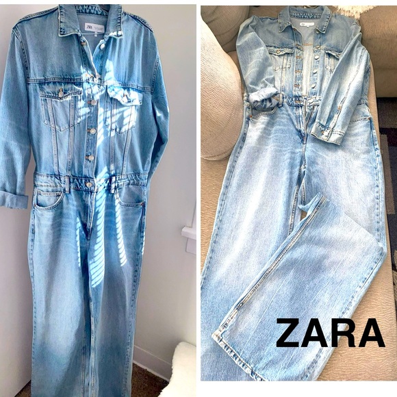 Zara Pants - ZARA Medium Wash Denim Jumpsuit - Size XL - NEW
